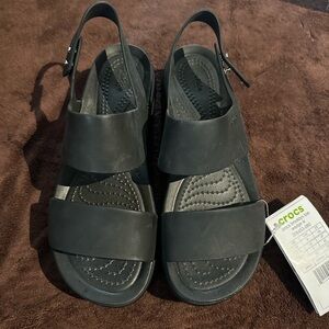 The Viral CROCS women's Black Sandals NWT!